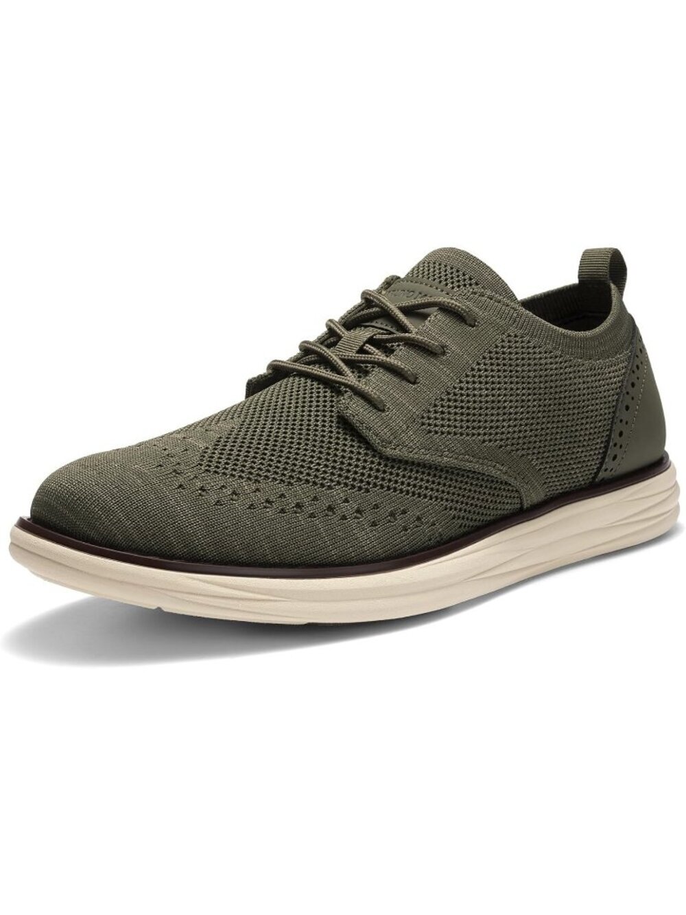 Men's Green KnitFlex Craft Mesh Oxfords Solid Lace-Up Rubber Walking Sneaker